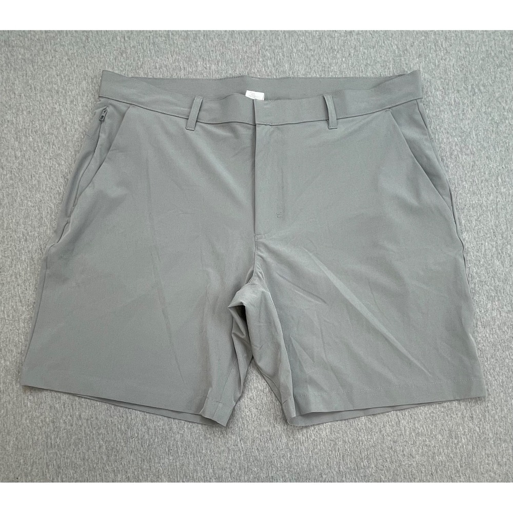 Fabletics Shorts Mens 35 Gray Performance Stretch Flat Front 8" Inseam NWT